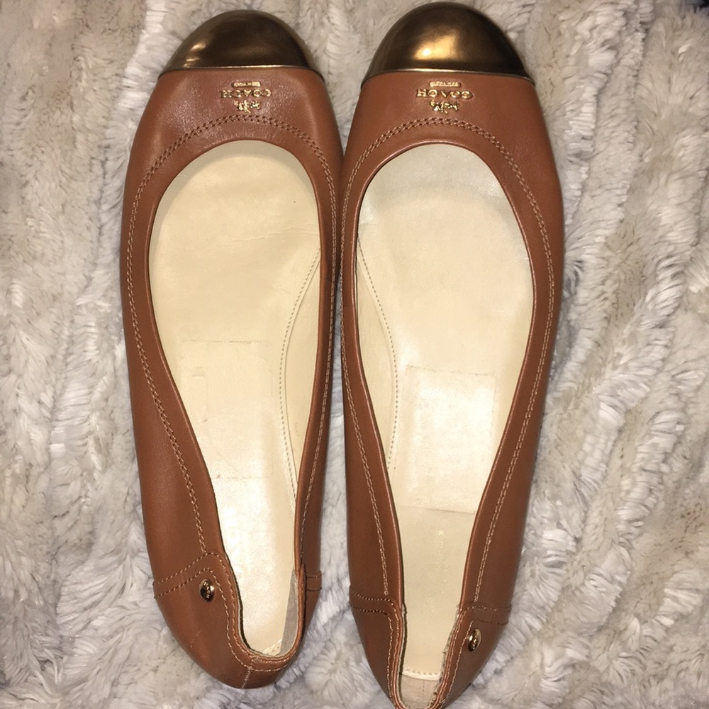 Coach tan/brown ballerina flats